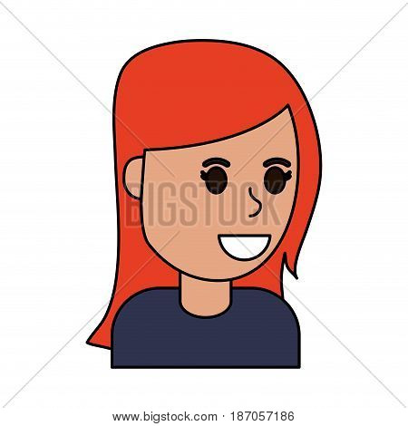 color image cartoon side view half body girl with hairstyle vector illustration