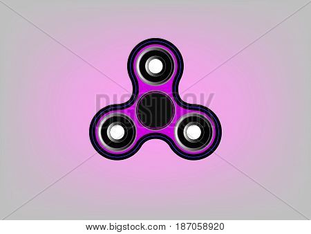Fidget spinner icon - toy for stress relief and improvement of attention span. Filled with pink and black color. Isolated vector illustration.