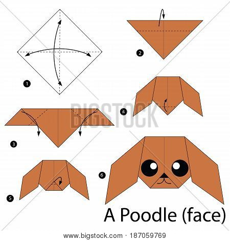 step by step instructions how to make origami a Poodle.