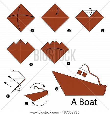 step by step instructions how to make origami a boat.
