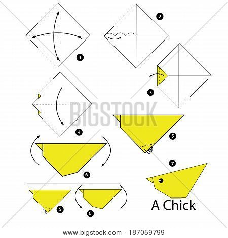 step by step instructions how to make origami a bear Santa.