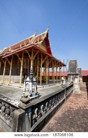 Wat Guti BangkemTemple in Thailand. Khao yoi phetchaburi Thailand.Teak wood church