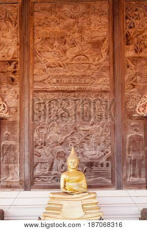 Wat Guti BangkemTemple in Thailand. Khao yoi phetchaburi Thailand.Teak wood church