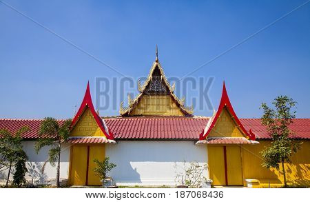 Wat Guti BangkemTemple in Thailand. Khao yoi phetchaburi Thailand.Teak wood church