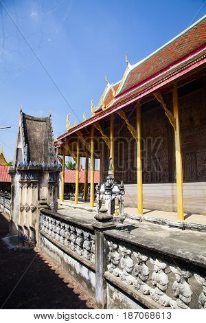 Wat Guti BangkemTemple in Thailand. Khao yoi phetchaburi Thailand.Teak wood church
