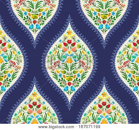 Boho style flower seamless pattern. Tiled floral design, best for print fabric or papper and more.