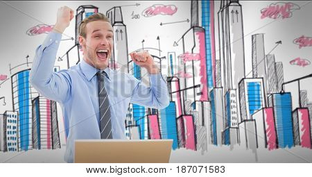 Digital composite of Composite image of businessman against original background