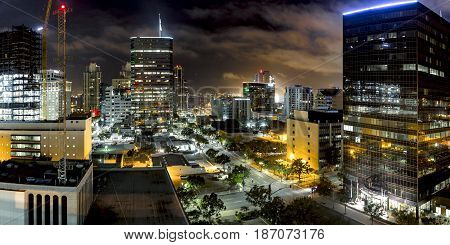 The night time view and the city lights of San Diego.