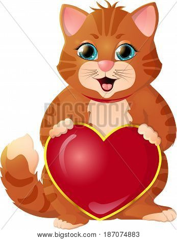Ginger, smiling kitten. Congratulations on Valentine's Day