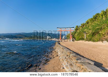 Red torii in Aoshima Shrine