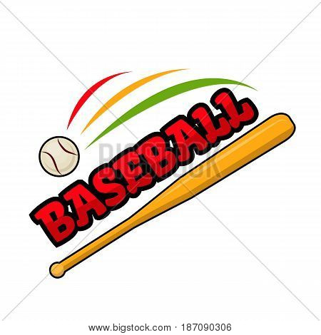 Vector illustration of baseball word and equipment isolated on white.
