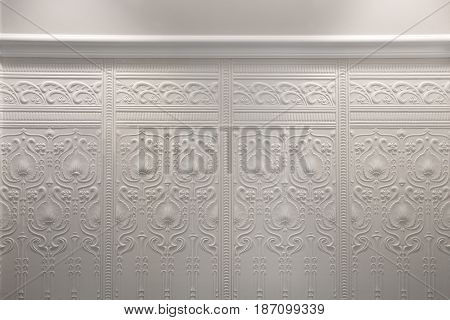 White paper wall texture Floral wallpaper pattern light whight abstract background texture interior.