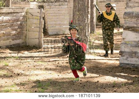 Gomel, Belarus - May 15, 2017: Children And Adults Play The Collective Game Lasertag In The Open Air
