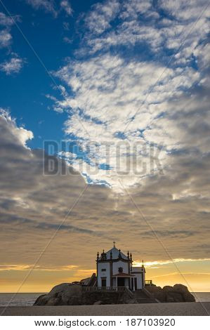 Capela do Senhor da Pedra on sunset Porto Portugal