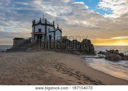 Capela do Senhor da Pedra on sunset Porto Portugal