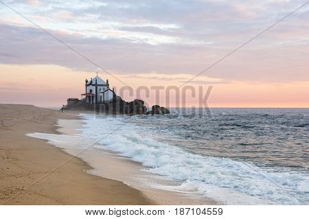 Capela do Senhor da Pedra on sunset Porto Portugal