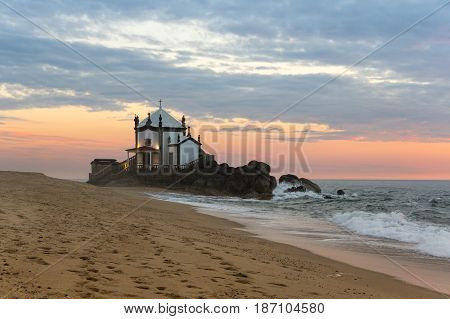 Capela do Senhor da Pedra on sunset Porto Portugal