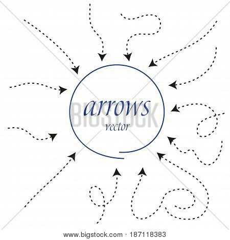 infographic Arrows. Dynamic vector arrow symbol isolated. arrows and circle in flat style. black hand drawn.