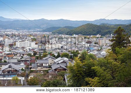Cityscape Of Shugakuin Area In North Kyoto City Seen From Hilltop Of Enkoji Temple, During Autumn In
