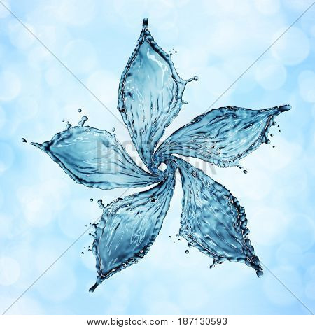 flower made of water splash. 3d rendering