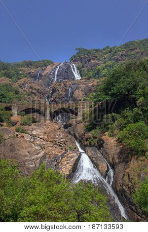 The Dudhsagar waterfall is one of the most visited attractions in Goa