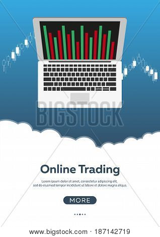 Poster Forex Trading. Forex Online, Online Trading. Stock Market Analysis, Finance. Flat Style Illus