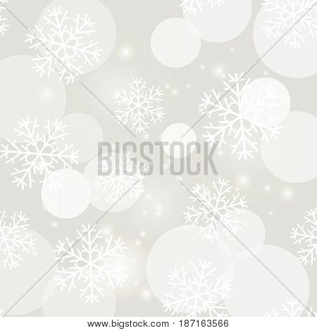 Showflakes Pattern on Grey Sky Background. Winter Christmas Natural Texture