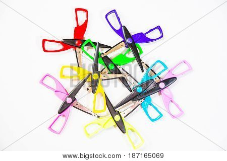 Colorful Scissors in different arrangements and shapes