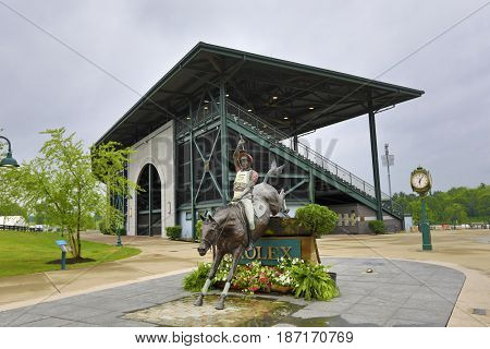 LEXINGTON, KENTUCKY - MAY 12, 2017:  Rolex Stadium in Kentucky Horse Park is home to the Show Jumping Hall of Fame and is one of the top attractions in Kentucky.