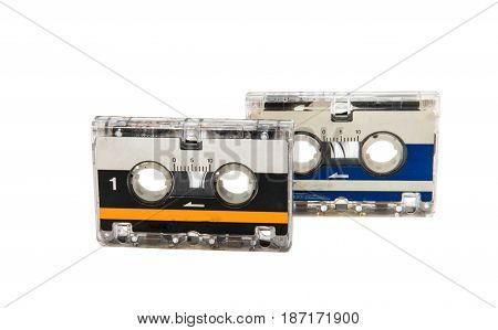 Retro stereo cassette isolated on white background