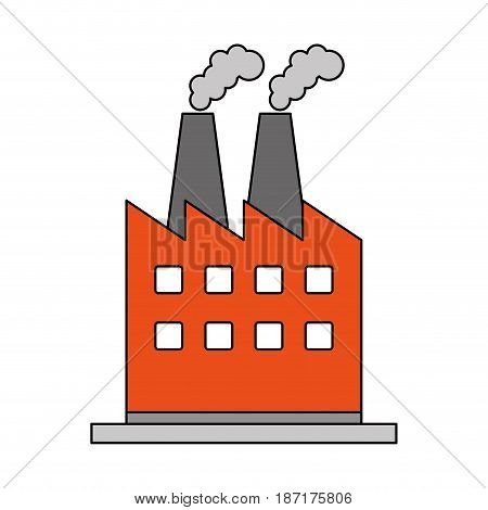 color image cartoon building industrial factory with smoke vector illustration