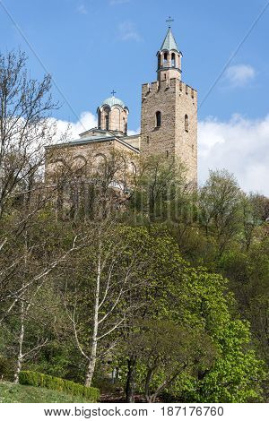 VELIKO TARNOVO, BULGARIA - 9 APRIL 2017: Ruins of The capital city of the Second Bulgarian Empire medieval stronghold Tsarevets, Veliko Tarnovo, Bulgaria