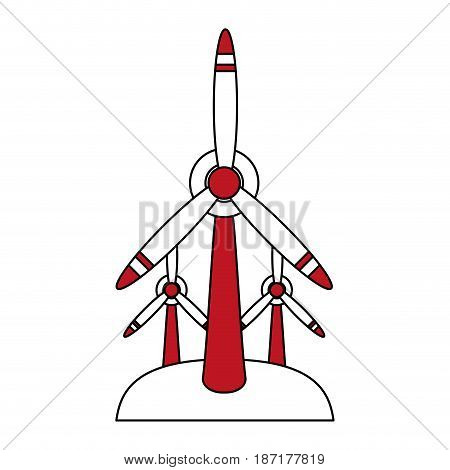 color silhouette image cartoon set wind turbine eolic energy vector illustration