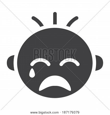 Baby boy cry solid icon, child and infant, vector graphics, a filled pattern on a white background, eps 10.