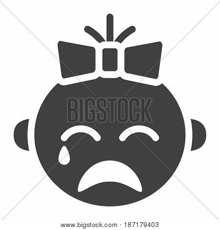 Baby girl cry solid icon, child and infant, vector graphics, a filled pattern on a white background, eps 10.