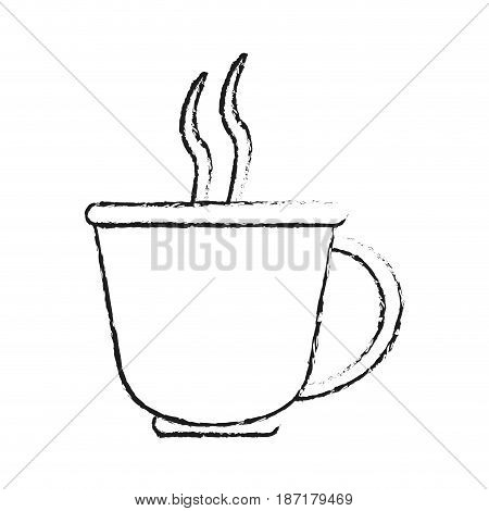 blurred silhouette image cartoon cup of coffee with steam vector illustration