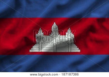 Flag of Combodia. Flag has a detailed realistic fabric texture.
