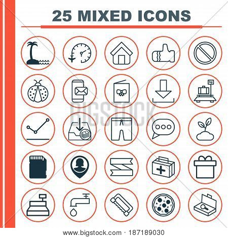 Set Of 25 Universal Editable Icons. Can Be Used For Web, Mobile And App Design. Includes Elements Such As Travel Clock, First Aid Bag, Obstacle And More.
