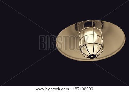 Closeup Retro Style Bulb Lamp, Loft Style Interior Decoration With Space For Text.