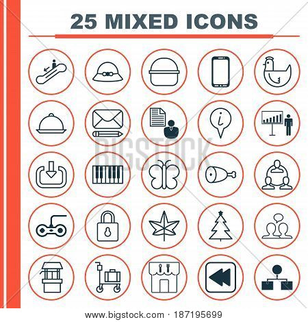Set Of 25 Universal Editable Icons. Can Be Used For Web, Mobile And App Design. Includes Elements Such As Report, Woman Cap, Teamwork And More.