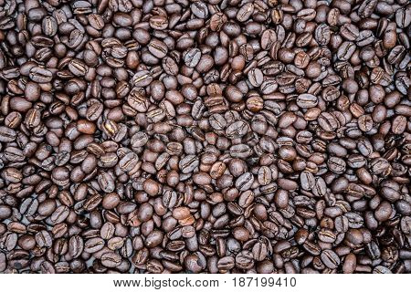 Background image Coffee beans full pole frame Angle top image