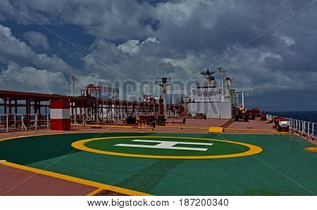 On board a large crude oil tanker