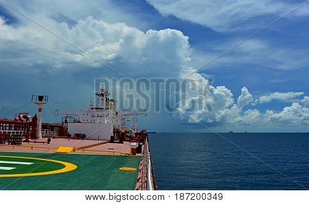 On board a large crude oil tanker
