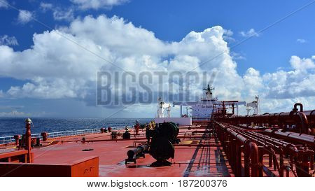 On board a large crude oil tanker