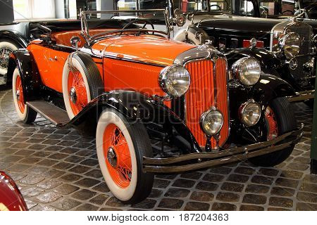 KRASNOGORSK RUSSIA-FEBRUARY 23 2016: Coupe CHRYSLER CM6 in the Museum of technology Zadorozhnogo. Krasnogorsk Moscow region.