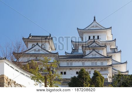 Himeji castle Kansai Japan with clear blue sky background Japan landmark