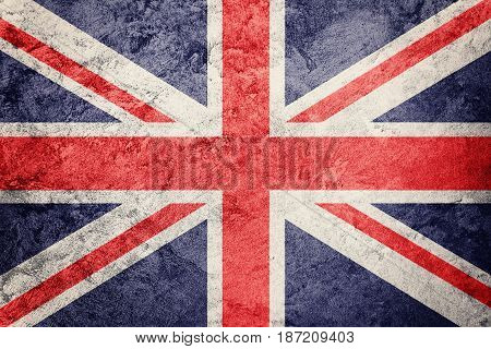 Grunge Great Britain Flag. Union Jack Flag With Grunge Texture.
