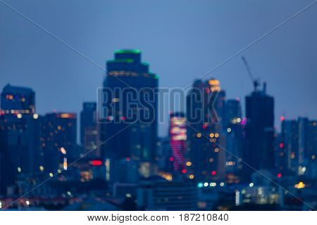 Night citt office building blurred light twilight abstract background