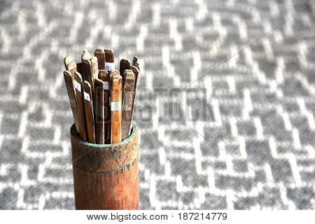 Fortune teller chinese traditional style.Bamboo life prediction