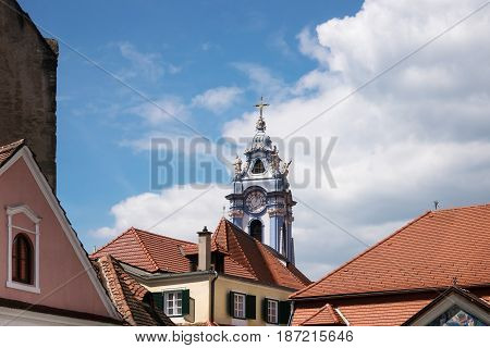 Stift Dürnstein blue church is famous place in Wachau lower Austria